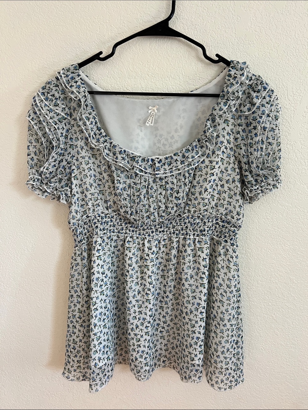 Lapis Smocked Babydoll Blouse